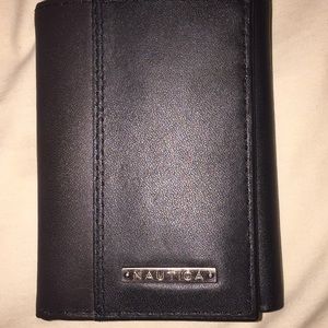 nautica black leather wallet